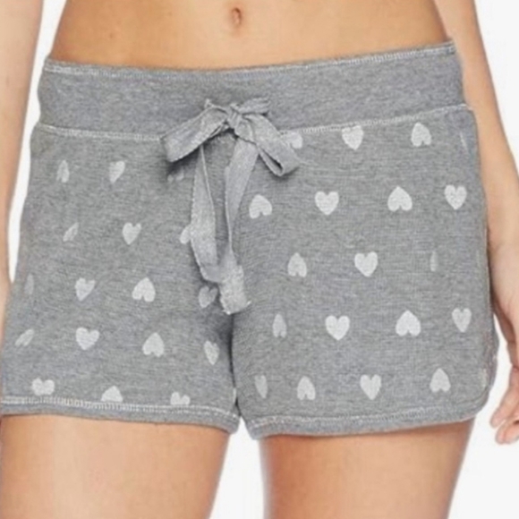 PJ Salvage Grey Wild Heart Print Drawstring Lounge Sleep Shorts - Picture 1 of 3